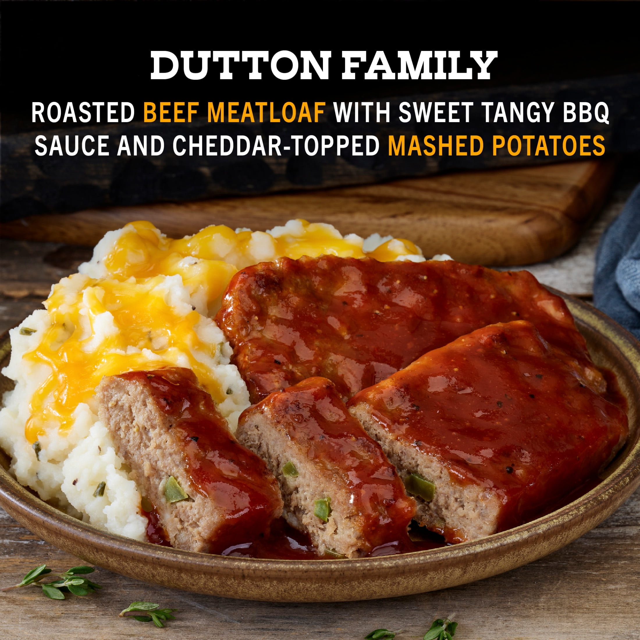 Yellowstone BBQ Meatloaf and Mashed Potatoes Frozen Meals for One, Protein Dinner, 13.5 oz (Frozen)