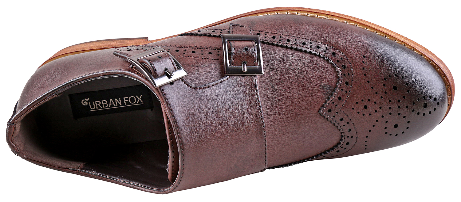 Urban Fox Allen Men's Dress Shoe | Double Monk Strap | Brogue | Wingtip Shoes for Men | Dark Brown 12 M US - image 5 of 7