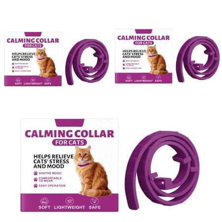 Collar Clearance! Cat Calming Collar 3-Pack Pheromone Calming Collars for Cats &ndash; Adjustable 15&Prime; 60-Day Lasting Stress & Anxiety Relief Helps Reduce Noise Fear Scratching & Separation Anxiety