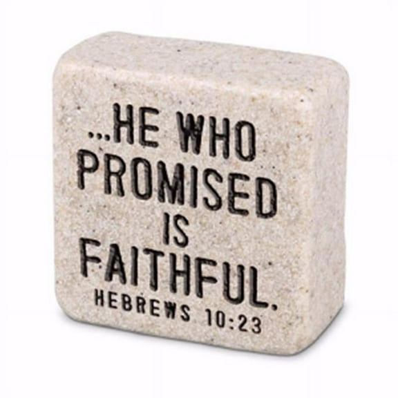 Lighthouse Christian Products 135480 2.25 x 2.25 in. Scripture Stone Plaque - Faithful No.40716