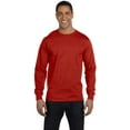 thumbnail image 2 of Hanes Men's Long Sleeve Beefy-T T-Shirts, Deep Red, Medium, 2 of 6