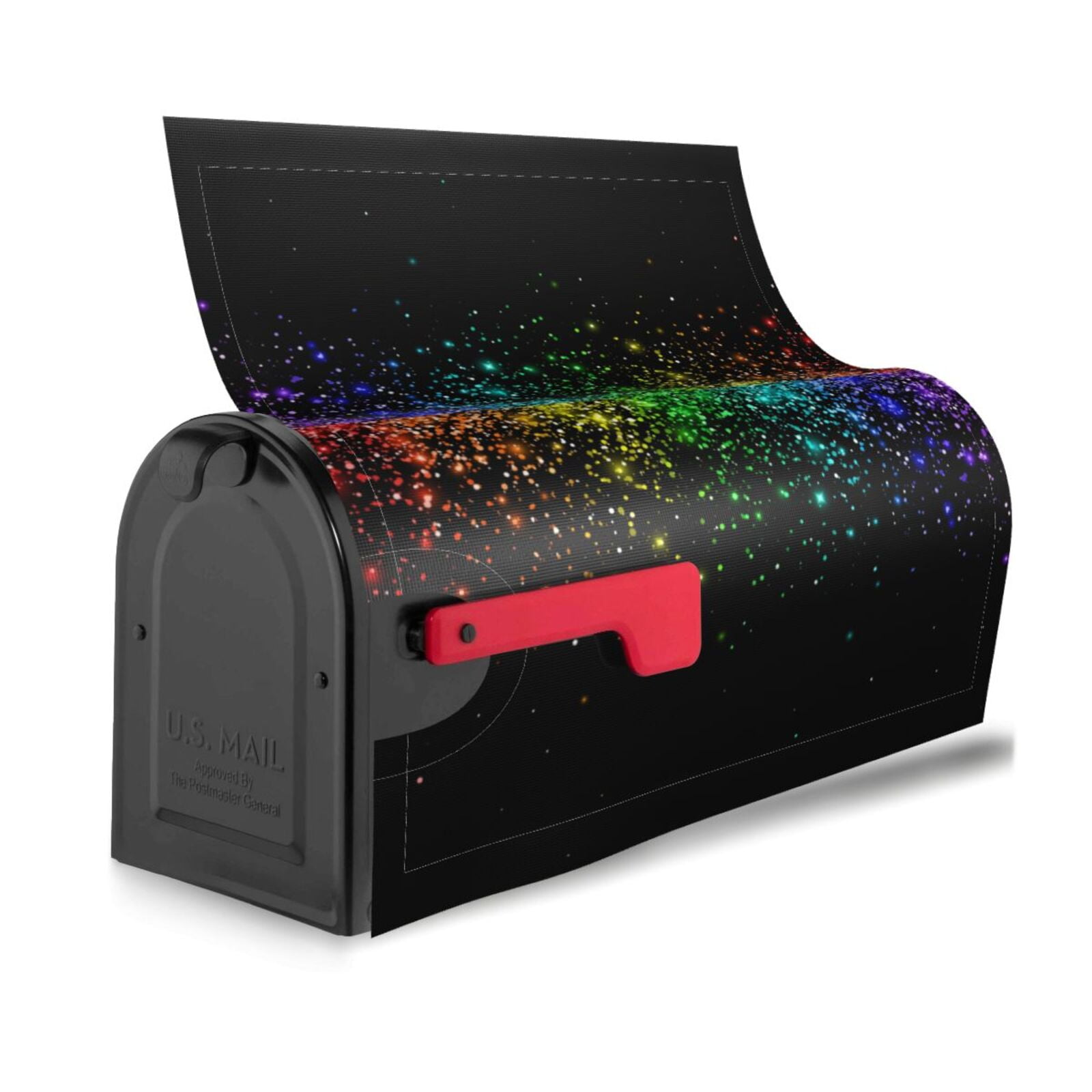 Vsdgher Night Rainbow Sparkles Mailbox Cover Magnetic Mailbox Wraps Post Letter Box Cover for Garden Yard Home Decor 2 Sizes-25.5x21 in