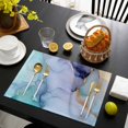 thumbnail image 3 of Purple Teal Golden Marble Placemats Set of 12, Abstract Modern Geometric Washable Wipeable Table Mats for Dining Tables, Indoor Outdoor Kitchen Place Mats for Holiday Party Table Decor, 3 of 9