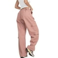thumbnail image 4 of Liacowi Women Juniors Casual Baggy Cargo Pants Wide Leg Trousers Loose Oversized Hippie Punk Sweatpants Joggers Streetwear with Multiple Pocket, 4 of 6