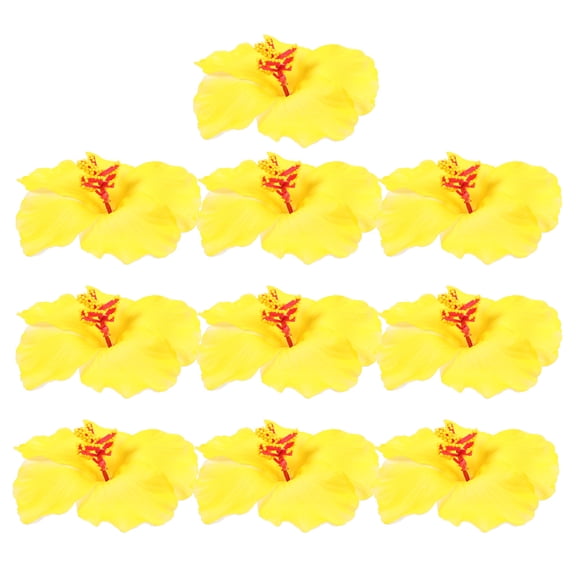 ibasenice 10Pcs Yellow Artificial Hawaiian Flowers for Luau Party Tabletop Decoration and Coffee Shop Decor
