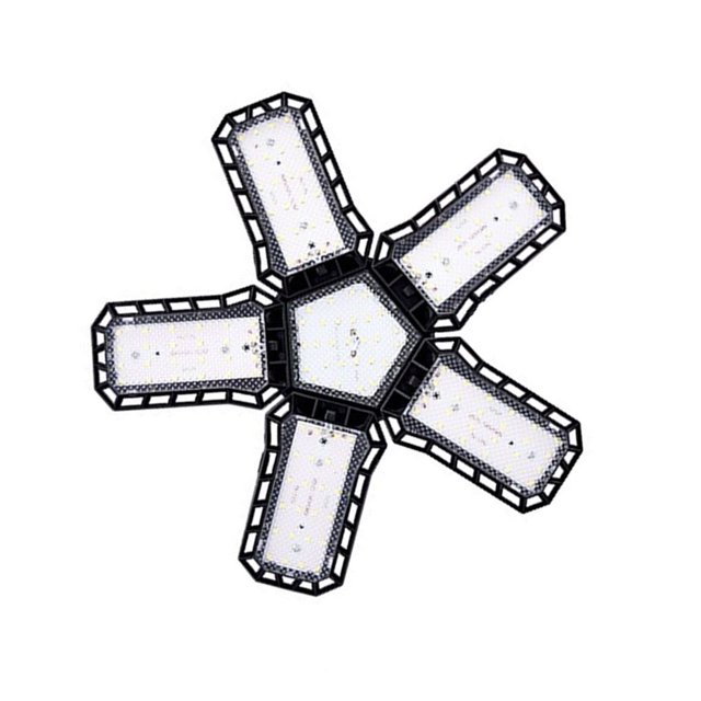 Kearding 80W Led E27 Lámpara de garaje plegable Disipación de calor Lámpara de tienda deformable Alta Fácil de usar 5 paneles Luz de techo de Iluminación novedosa Kearding HA018181-00