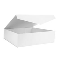 BAKIPACK Extra Large Gift Box, 16.3x14.2x5 inches, White Magnetic Gift Box with Lid for Present