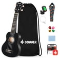 thumbnail image 1 of Kit de inicio para ukelele Donner Soprano de 21 pulgadas con lecciones negras, 1 of 7