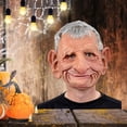 thumbnail image 5 of Peluca de abuelo de Halloween, máscara de anciano, cubierta para la cabeza, máscara de horror de cabeza de anciano calvo, 5 of 5
