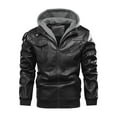 thumbnail image 2 of HAPIMO Sales Men's Motorcycle Leather Jacket Quilted Warm Jacket Multi Pocket Thickened Detachable Hooded Plus Size Hooded Jacket Black M, 2 of 9