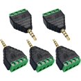 thumbnail image 1 of Terminal de tornillo de 3,5 mm de 4 polos, conector macho de audio TRRS estéreo de 3,5 mm (1/8) a conector hembra de 4 pines AV, convertidor sin soldadura de balun para auriculares de doble, 1 of 5