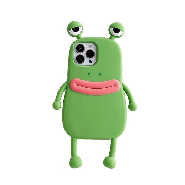 Funda para iPhone13 6.1"Caricatura de Silicona Lindo 3D Diversión Fresca Boca de Salchicha Rana Funda de Silicona para Teléfono, Niños Niñas Adolescentes Carcasa de Personaje Animal a Prueba de Golpes Fundas Divertidas y Elegantes para iPhone13, Verde oso de fresa Electrónica