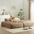 thumbnail image 2 of 90" Oversized Modular Sectional Sofa, Fully Compressed Fabric Couch Bed, Elderly-Friendly Design, 2 PC Free Combination, No Assembly, Khaki for Living Room, 2 of 22