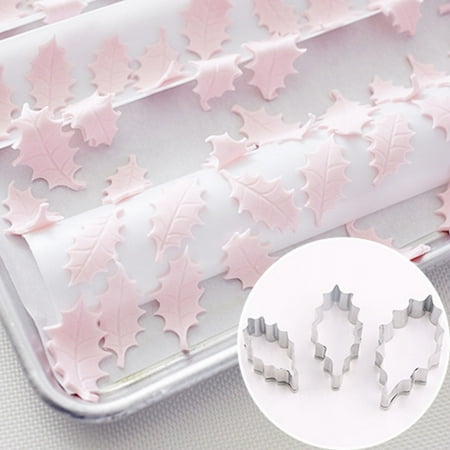 

Carmenl Clearance Deal!Leaf Cake Holly Set Shape Stainless Steel 3 Cookie Cake Mould Dessert Mold