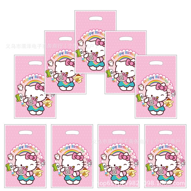 Bolsa de regalo para fiesta de Hello Kitty con diseño de lunares, bolsa de película perlada para fiesta, bolsa de polietileno, suministros para decoración de fiestas