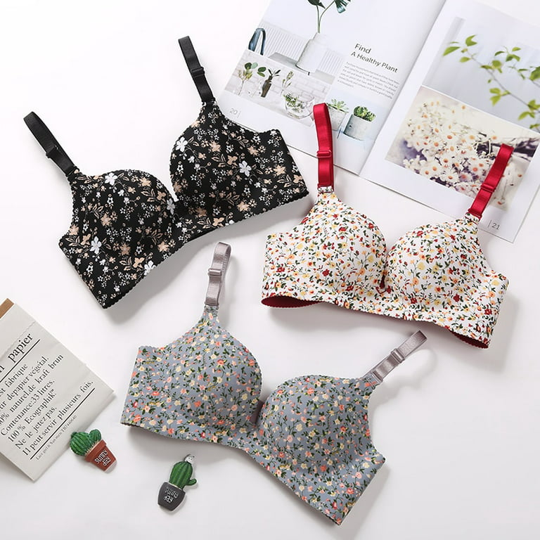Soft Cotton Breathable Bra Women'S Printed Comfortable Pure Cotton Bra  Without Steel Ring Adjustable Shoulder Strap Large Size - AliExpress