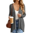 thumbnail image 2 of HOWCOME Women's Lightweight Open-Front Cardigan Sweater Casual Long Sleeve Cover Ups, Dark Gray, L, 2 of 6