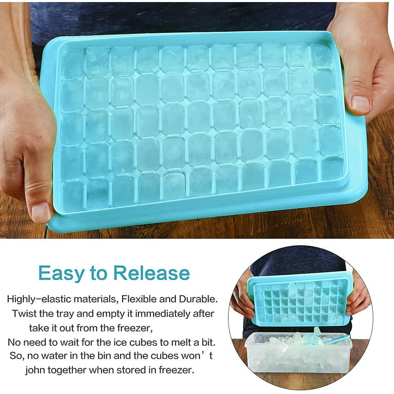 Silicone Ice Cube Trays with Lids Flexible Ice Trays for Freezer