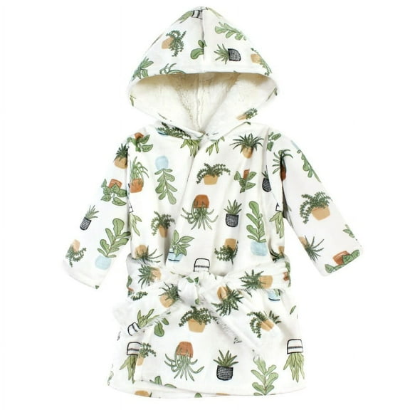 Hudson Baby Mink with Faux Fur Lining Pool and Beach Robe Cover-ups, Plants, 0-6 Months