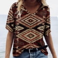 thumbnail image 2 of TQWQT Short Sleeve Shirts for Women Causal V Neck Western Aztec T Shirt Summer Loose Fit Ethnic Print Graphic Tees, 2 of 5