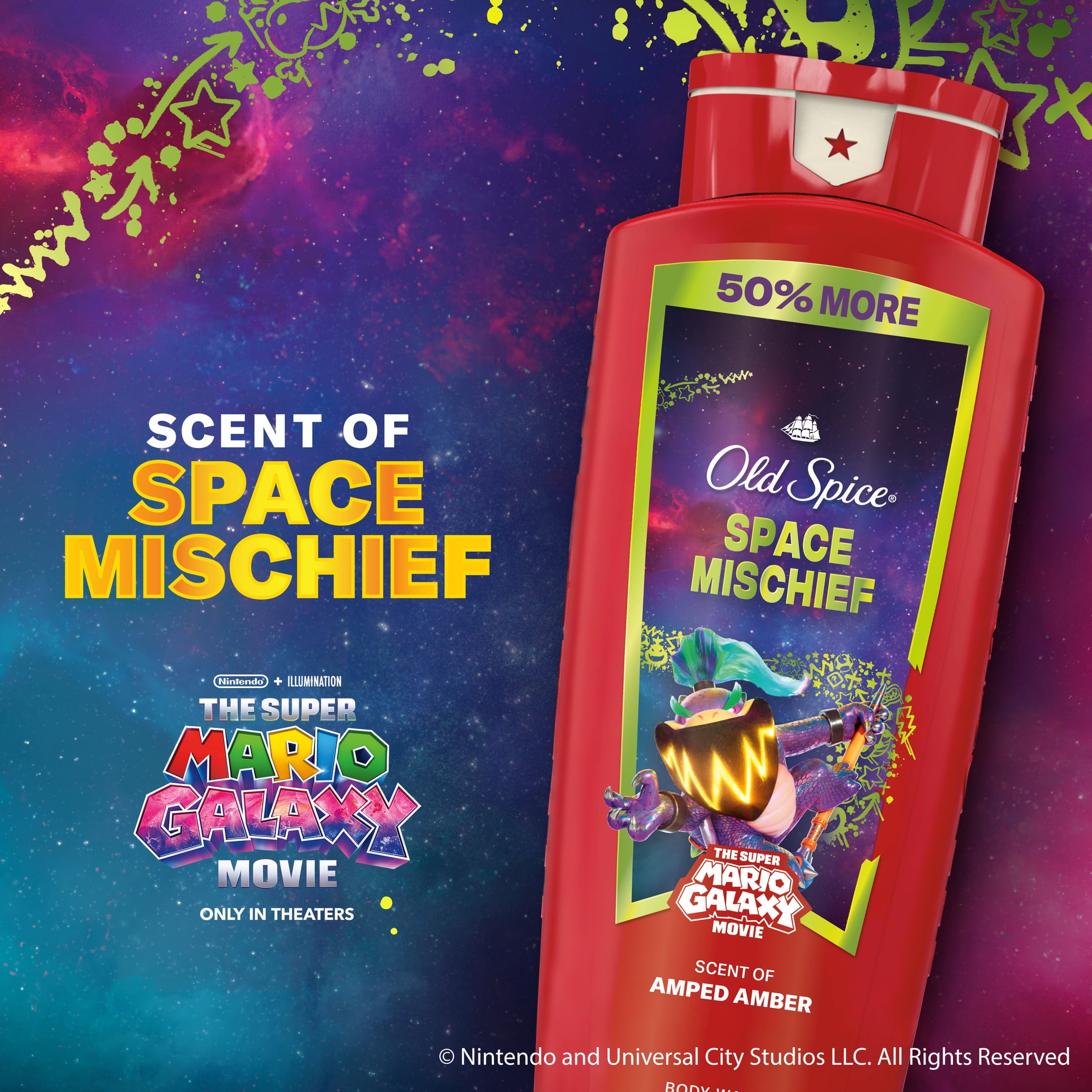 Old Spice Body Wash for Men, Space Mischief, Old Spice x The Super Mario Galaxy Movie, 24 fl oz