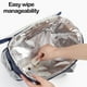 thumbnail image 5 of Bolsa térmica para almuerzo de gran capacidad | Impermeable y a prueba de fugas | Porta alimentos térmico grueso para oficina, escuela, picnic y viajes | 29 x 26 x 21 cm | Azul, rosa y rojo, 5 of 6