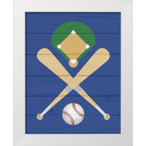 Robinson, Tamara 12x14 White Modern Wood Framed Museum Art Print Titled - Baseball Ball