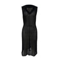 thumbnail image 4 of Liacowi Women's Knit Tank Dress, Sleeveless V Neck Hollow Out Solid Color Slim Fit Beach Dress, 4 of 6
