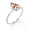 thumbnail image 4 of JeenMata Peach Pink 1 Carat Pear Cut Created Morganite and Moissanite Engagement Ring in 18K Gold Over Sterling Silver, 4 of 6