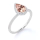 thumbnail image 4 of JeenMata Anillo de Compromiso con Morganita Rosa Melocotón de 1,25 Quilates en Forma de Pera Creado en Laboratorio en Oro Blanco de 18 K sobre Plata, 4 of 6