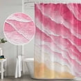 thumbnail image 4 of Shower Curtain Bathroom Set Pink Gradient Waves Ocean Waterproof Fabric Shower Curtains with Grommets&Hooks, Summer Beach Coastal Privacy Bath Curtain for Bathtub 60x72in, 4 of 9