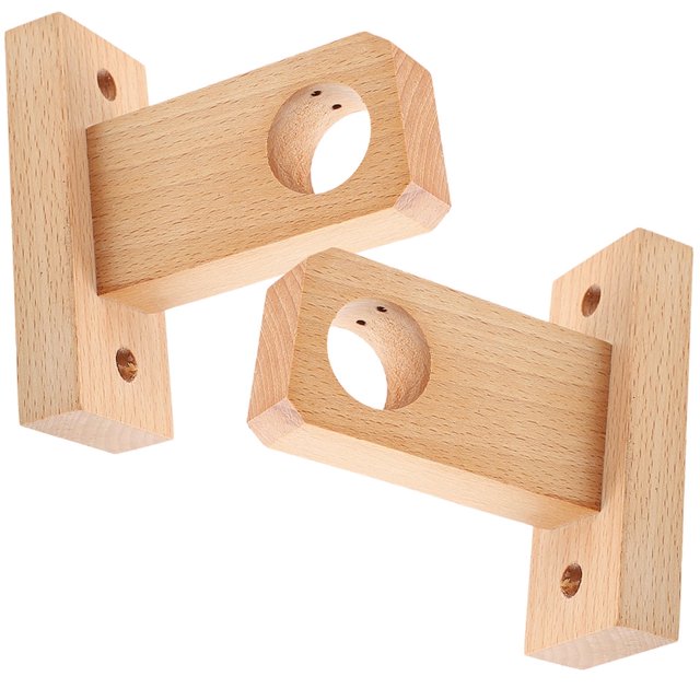 2 piezas de soporte de madera para barras de cortina, soporte para barra de cortina de pared, soporte para ganchos de barra de cortina de pared