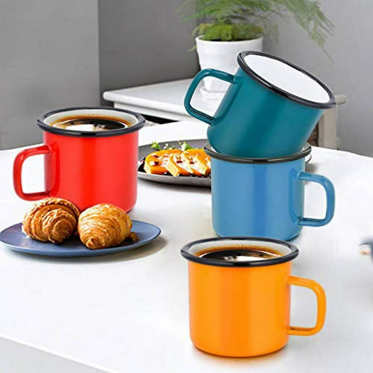 TeamFar Taza de café, taza de esmalte de té de 12 onzas, vasos de bebida de  campamento, blanco/azul/…Ver más TeamFar Taza de café, taza de esmalte de