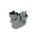 thumbnail image 2 of Wrapables® Fleece Baby Booties with Anti-Skid Bottoms, Black Stripes, 6-12 M, 2 of 5