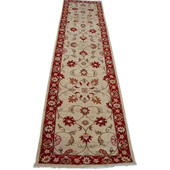 Exclusive Chobi Zeigler Mahal Veg Dyed Hand Knotted Carpet Rug Runner (10.2 x 2.6)'