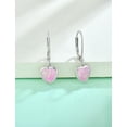 thumbnail image 6 of VESITIM Heart Bezel Set Dangle Drop Earrings 925 Sterling Silver Created Pink Opal Leverback Minimalist Earring for Women Jewelry Gift, 6 of 7