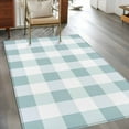 thumbnail image 4 of Aqua White Buffalo Check 4x6 Area Rugs, Farmhouse Plaid Modern Geometric Non-Skid Rubber Backing Large Rectangle Rugs - Living Room Bedroom Home Office, Indoor Floor Mat Carpets Washable Rug, 4 of 9