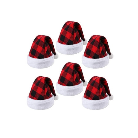 

Unisex Baby Christmas Hat Red Black Plaid Hats Festivel Decorations Navidad Gifts