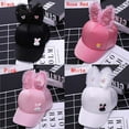 thumbnail image 5 of Glitter Sequin Baseball Cap Magic Breathable Adjustable Baseball Hat with Cute Rabbit Ears for 1-3 Year Old Girls, 5 of 5