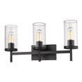 thumbnail image 1 of Golden Lighting 7011-BA3 BLK-CLR Winslett 3 Light Bath Vanity in Black with Ribbed Clear Glass Shade, 1 of 1