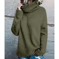 thumbnail image 5 of Women Oversized High Neck Pullover Sweater Cable Knit Long Sleeve Sweater Tops Green XL, 5 of 9