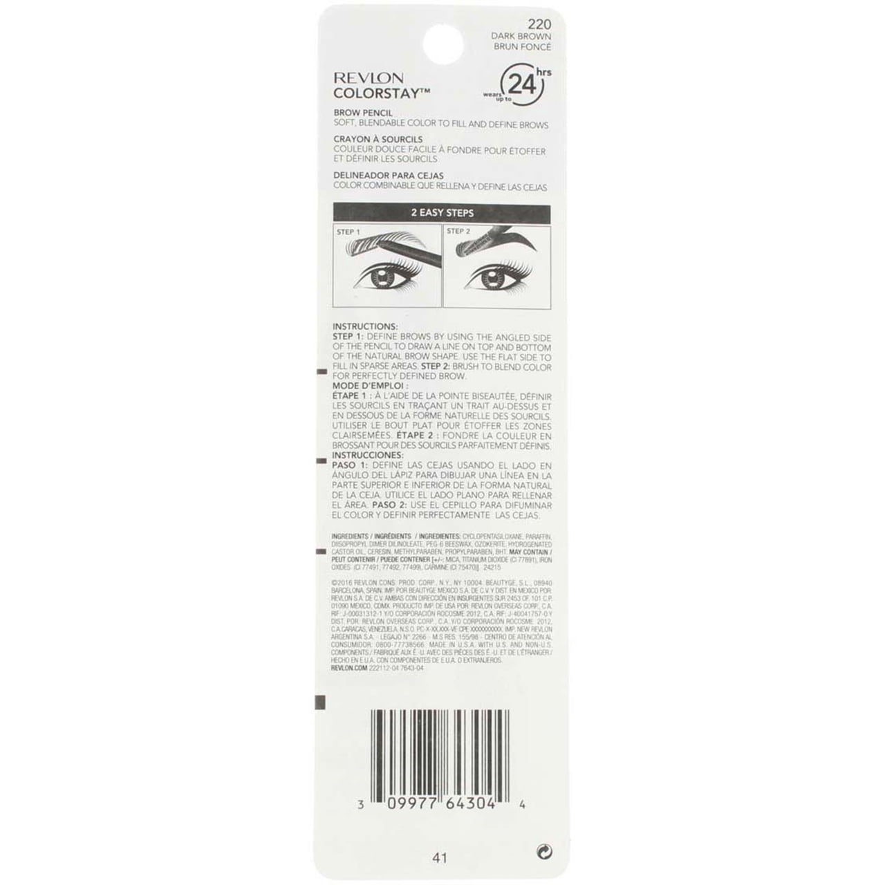 2 Pack - Revlon ColorStay Brow Pencil, Dark Brown 1 ea