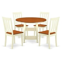 East West Furniture Sudbury 5-piece Wood Dining Set with Round Table in Cherry