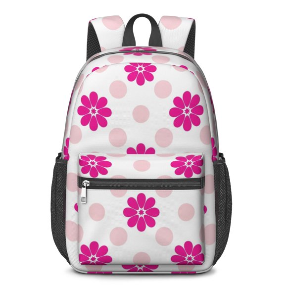 Pioneer Flower Floral Print Pattern 17" School Backpacks for Teens,Waterproof Oxford Fabric,S-Shape Padded Straps for School,Travel,Hiking,Camping
