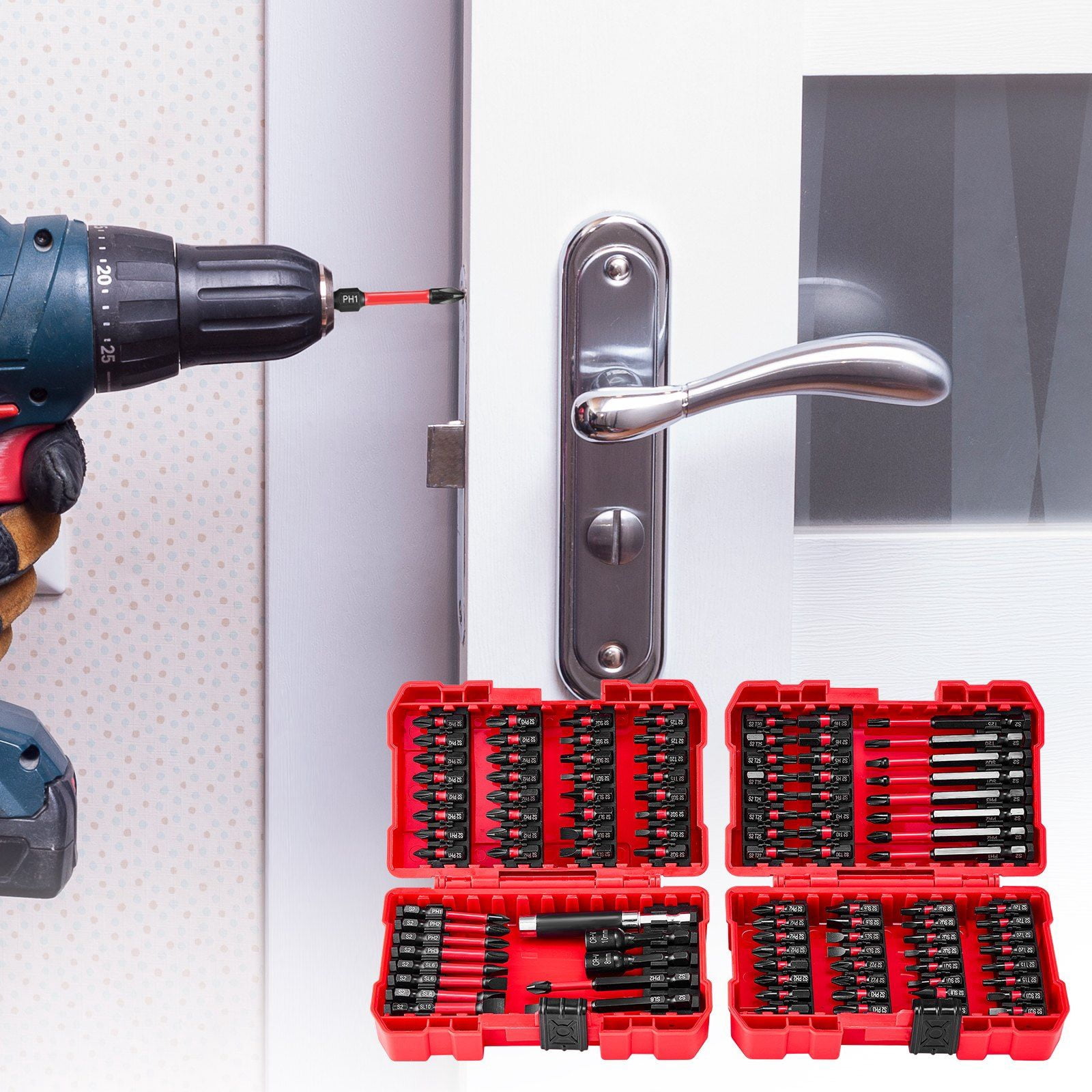 101-Piece Magnetic Screwdriver Bit Set - Blackened Finish Premium Cr-V Steel Bits with Portable Storage Case - Fits Drill, Impact Driver & Hand Tools - Phillips, Slotted, Torx, Hex & Square Bits