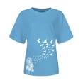 thumbnail image 4 of Women's Short Sleeve T-shirt Women'S Spring Round Neck Dandelion Printed Loose Casual Short Sleeved T Shirt,Blue Women's Short sleeve T-shirt L, 4 of 5
