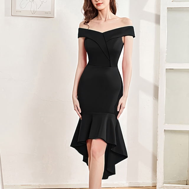 UPPADA Robe Sirène à une Épaule pour Femme Sans Manches Couleur Unie Robe Décontractée Robe de Cocktail Robe de Soirée Ourlet Haut-Bas Robe de Fête Robe de Bal de Mariage Robe de Bal Formelle Liquidation en Liquidation