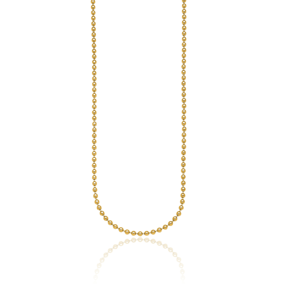 14K Solid Yellow Gold 3.2mm Beaded Ball Chain Necklace