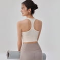 thumbnail image 5 of VISALY Racerback Sport Bra Workout Tank Tops Sleeveless Seamless Athletic Yoga Tops with Built In Bra High Support Sports Bra Comfortable Running Athletic Gym Yoga Basic Tank Tops Light Blue Xl, 5 of 9