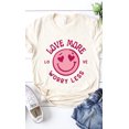 thumbnail image 2 of Vintage Love More Worry Less Smiley Graphic Tee T-Shirt PL, 2 of 7